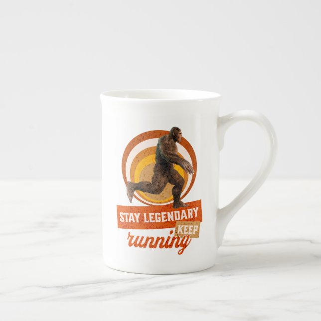 Funny Bigfoot Running Motivation Bone China Mug (Right)