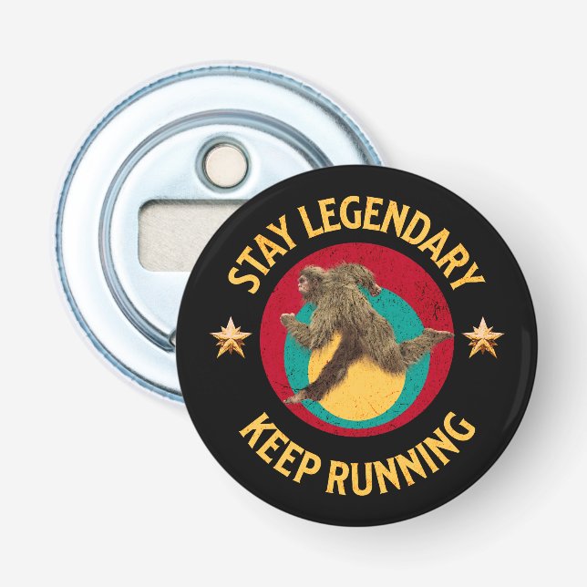 Funny Bigfoot Running Motivation Bottle Opener (Front)