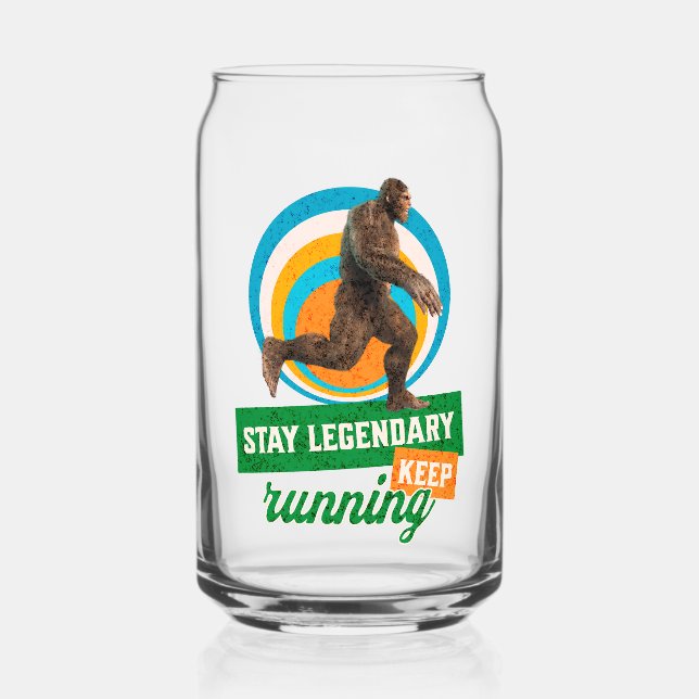 Funny Bigfoot Running Motivation Can Glass (Front)