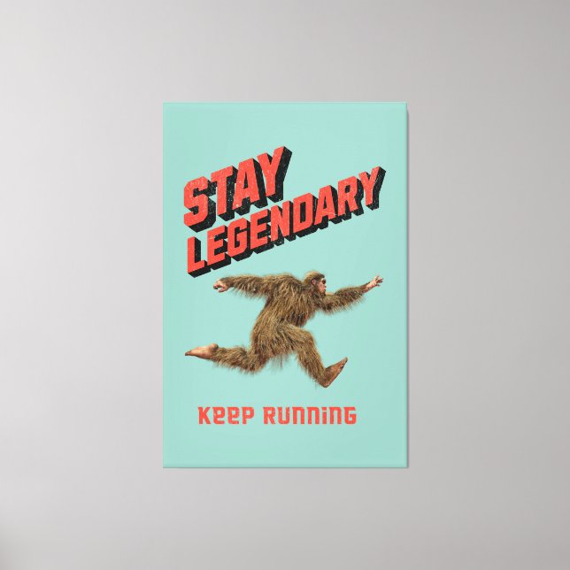 Funny Bigfoot Running Motivation Canvas Print (Front)