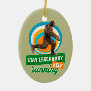 Funny Bigfoot Running Motivation Ceramic Tree Decoration