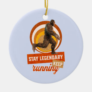 Funny Bigfoot Running Motivation Ceramic Tree Decoration
