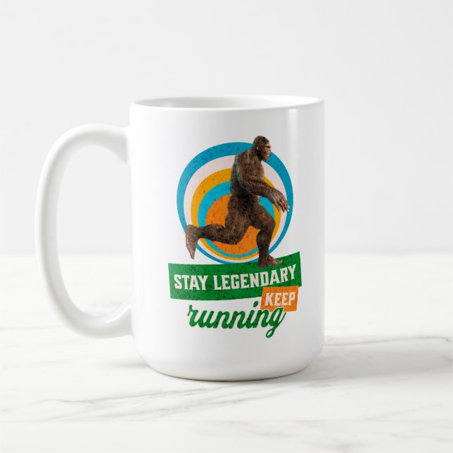 Funny Bigfoot Running Motivation Coffee Mug (Left)