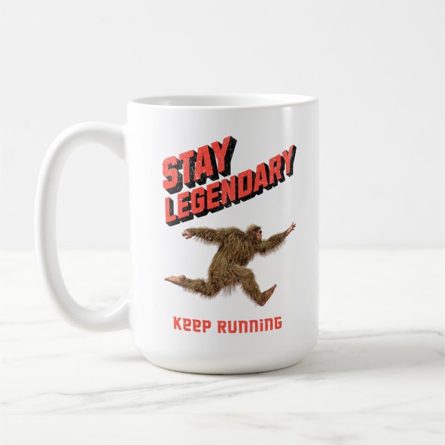 Funny Bigfoot Running Motivation Coffee Mug (Left)
