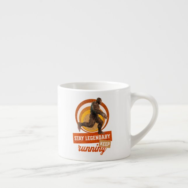 Funny Bigfoot Running Motivation Espresso Cup (Right)