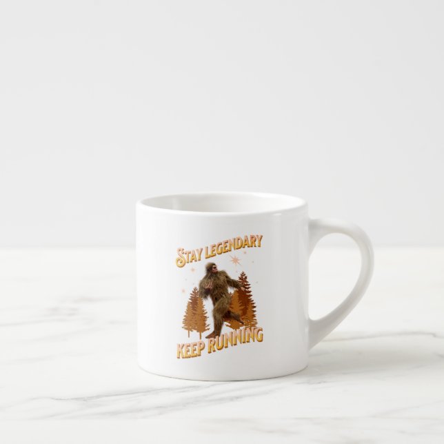 Funny Bigfoot Running Motivation Espresso Cup (Right)