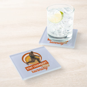 Funny Bigfoot Running Motivation Glass Coaster