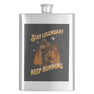 Funny Bigfoot Running Motivation Hip Flask