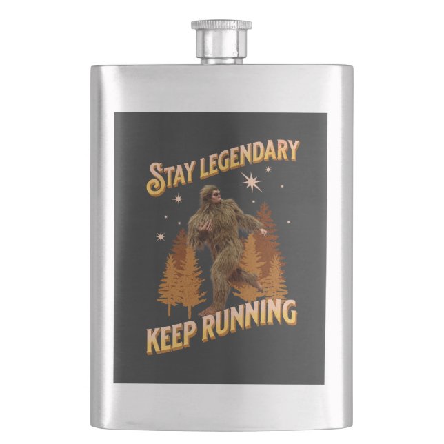 Funny Bigfoot Running Motivation Hip Flask (Front)