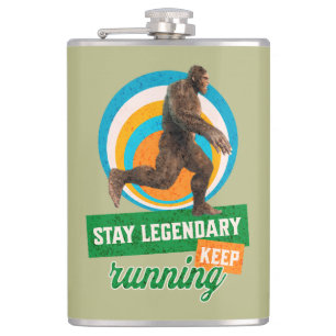 Funny Bigfoot Running Motivation Hip Flask