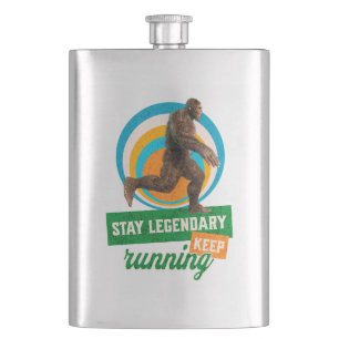 Funny Bigfoot Running Motivation Hip Flask