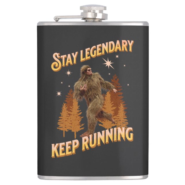 Funny Bigfoot Running Motivation Hip Flask (Front)