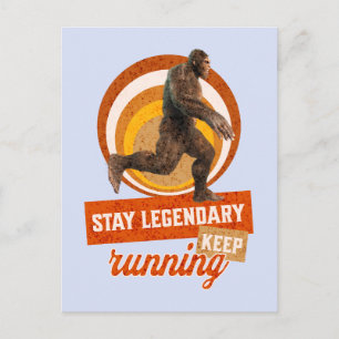 Funny Bigfoot Running Motivation Holiday Postcard