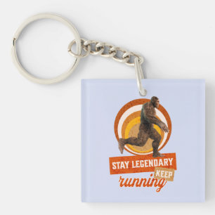 Funny Bigfoot Running Motivation Key Ring