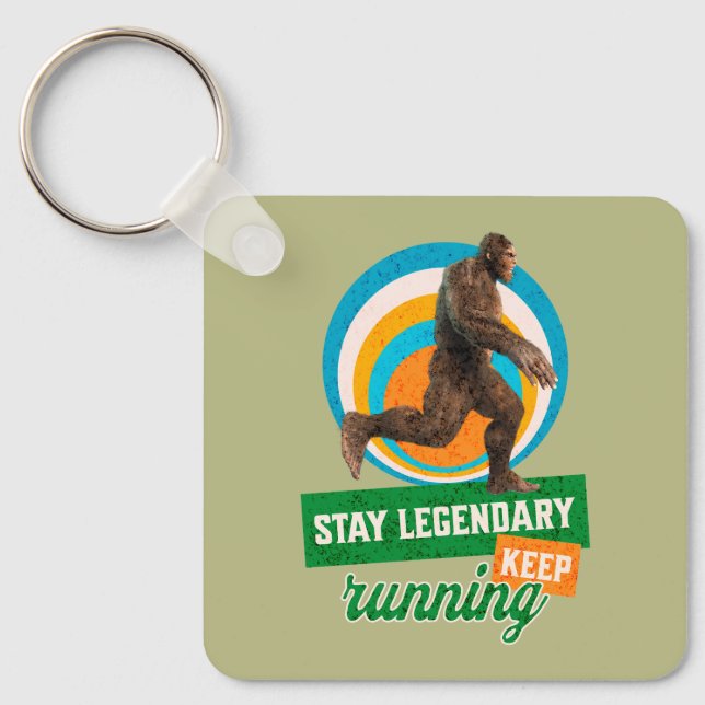 Funny Bigfoot Running Motivation Key Ring (Front)