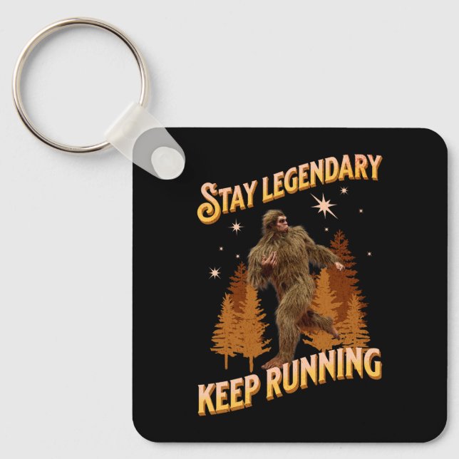 Funny Bigfoot Running Motivation Key Ring (Front)