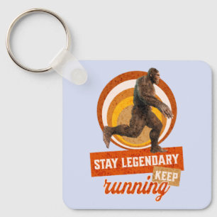 Funny Bigfoot Running Motivation Key Ring