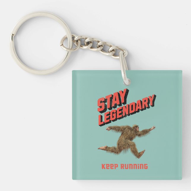 Funny Bigfoot Running Motivation Key Ring (Front)