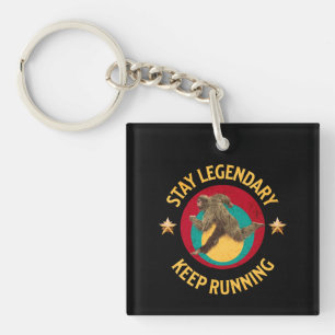 Funny Bigfoot Running Motivation Key Ring