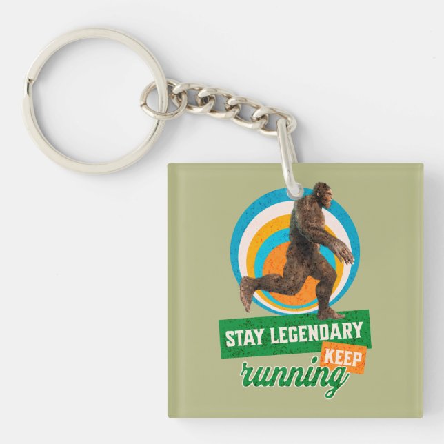 Funny Bigfoot Running Motivation Key Ring (Front)