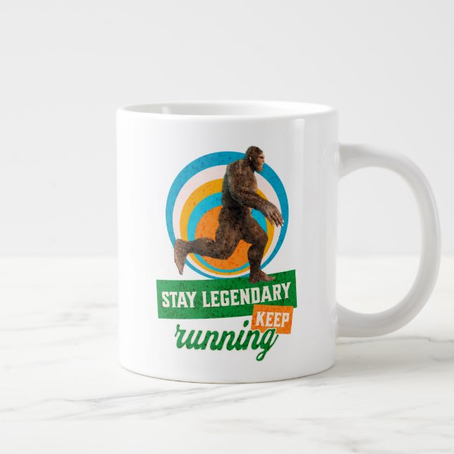 Funny Bigfoot Running Motivation Large Coffee Mug (Right)