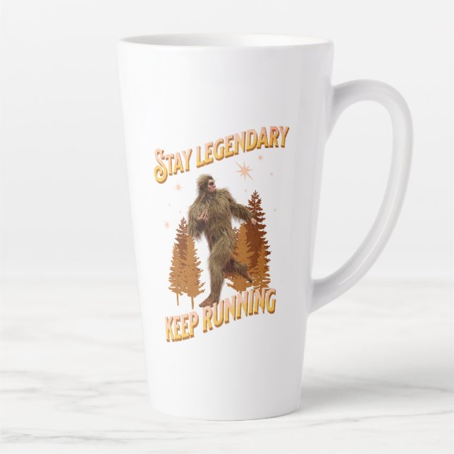 Funny Bigfoot Running Motivation Latte Mug (Right)