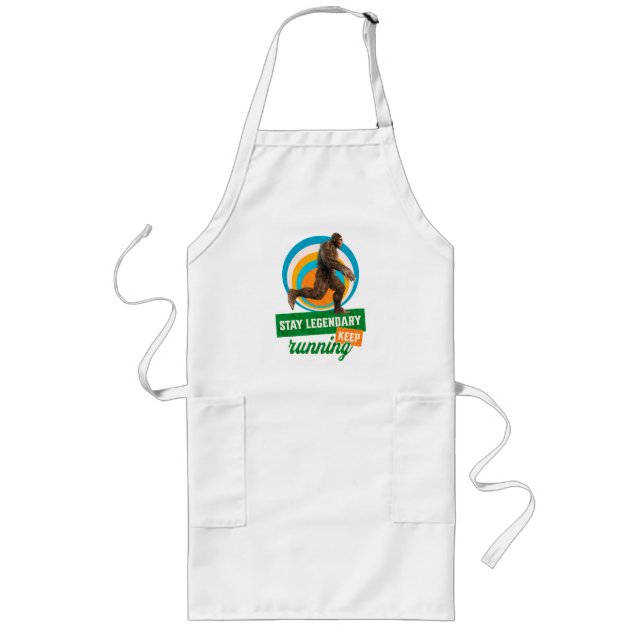 Funny Bigfoot Running Motivation Long Apron (Front)
