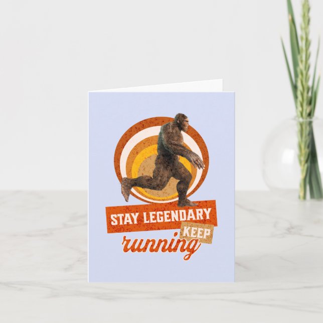 Funny Bigfoot Running Motivation Note Card (Front)