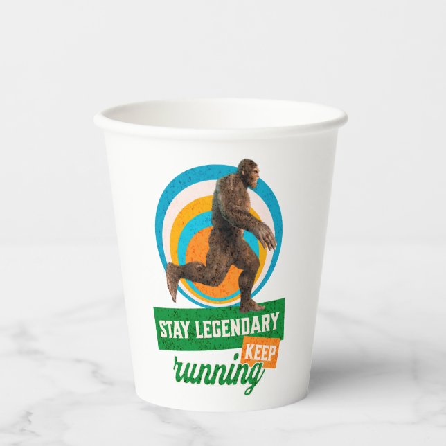 Funny Bigfoot Running Motivation Paper Cups (Front)