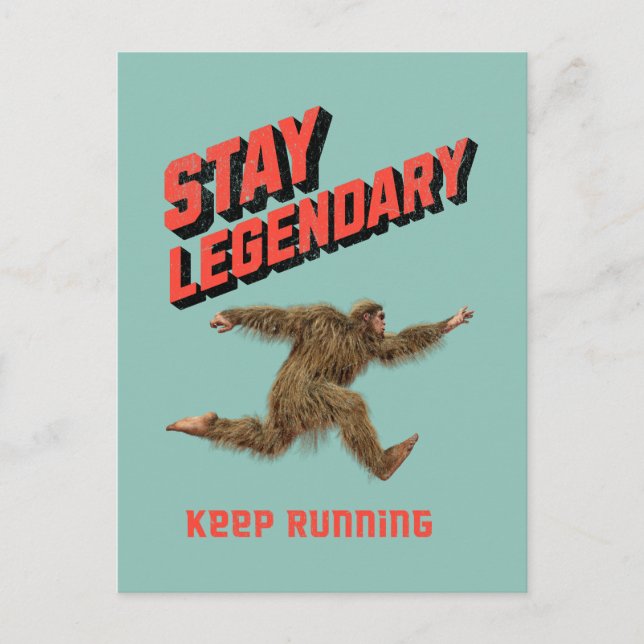 Funny Bigfoot Running Motivation Postcard (Front)