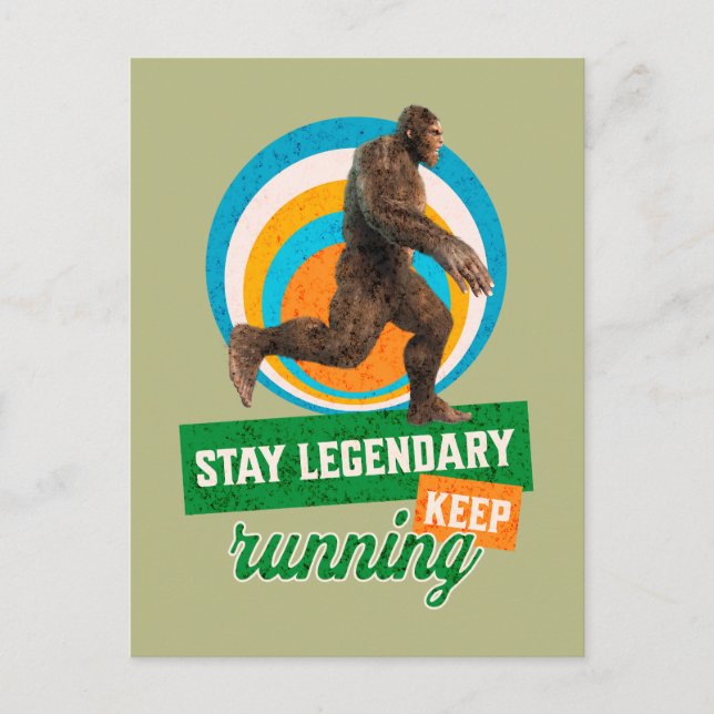 Funny Bigfoot Running Motivation Postcard (Front)