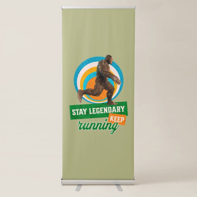 Funny Bigfoot Running Motivation Retractable Banner (Front)