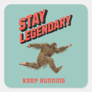 Funny Bigfoot Running Motivation Square Sticker