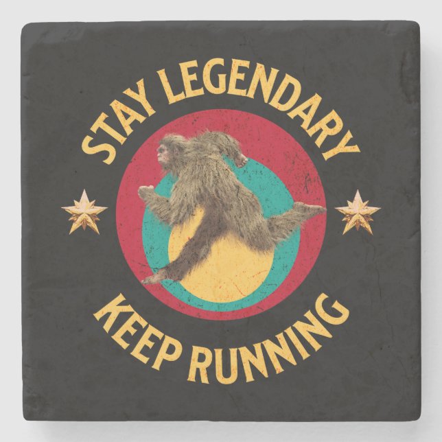Funny Bigfoot Running Motivation Stone Coaster (Front)