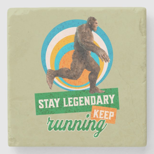 Funny Bigfoot Running Motivation Stone Coaster (Front)
