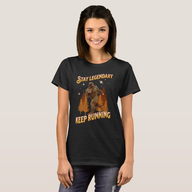 Funny Bigfoot Running Motivation T-Shirt (Front Full)