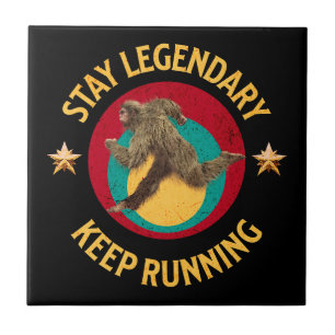 Funny Bigfoot Running Motivation Tile