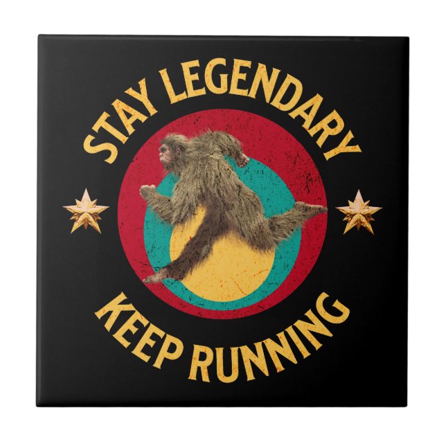 Funny Bigfoot Running Motivation Tile (Front)