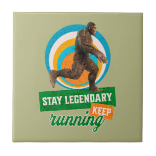 Funny Bigfoot Running Motivation Tile