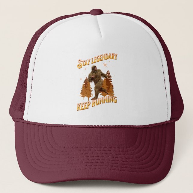 Funny Bigfoot Running Motivation Trucker Hat (Front)