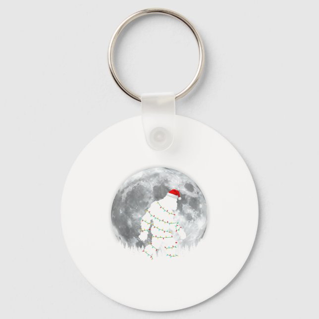 Funny Bigfoot Santa Moon Christmas Lights Xmas Sas Key Ring (Front)