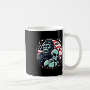 Funny Bigfoot Sasquatch Alien Amp Bigfoot Usa Flag Coffee Mug