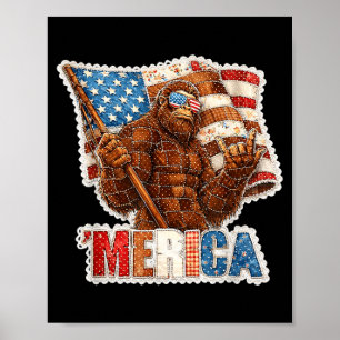 Funny bigfoot sasquatch america rock 4th of julyFu Poster