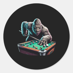 Funny Bigfoot Sasquatch Billiards Pool Player Men  Classic Round Sticker