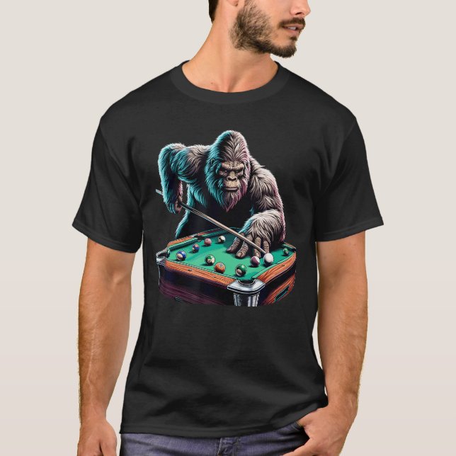 Funny Bigfoot Sasquatch Billiards Pool Player Men  T-Shirt (Front)