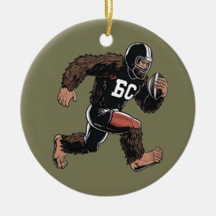 Funny Bigfoot Sasquatch Fantasy Football Sport Ceramic Tree Decoration
