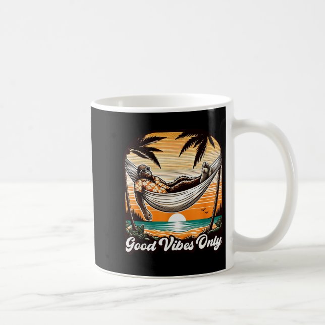 Funny Bigfoot Sasquatch Hawaiian Retro Beach Vacat Coffee Mug (Right)
