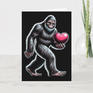 Funny Bigfoot Sasquatch Heart Mens Kids Boys Valen Card