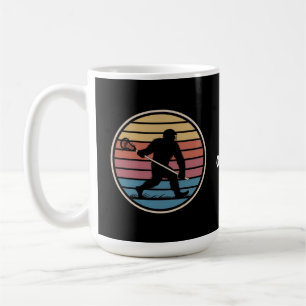 Funny Bigfoot Sasquatch Lacrosse Vintage Sunset Coffee Mug