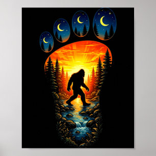 Funny bigfoot sasquatch nature outdoors camping poster